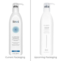 ALOXXI Clarifying Shampoo pours out, suitable for weekly detox and gentle cleansing