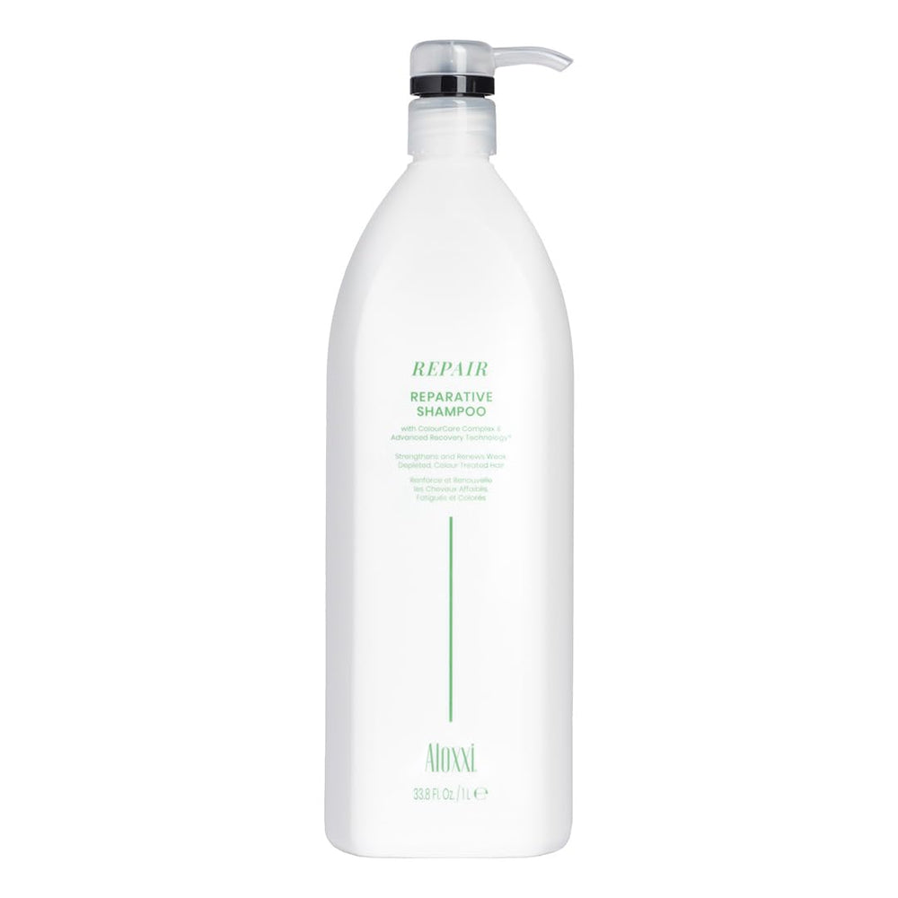 ALOXXI Reparative Shampoo bottle front highlighting ColourCare Complex for color-treated hair