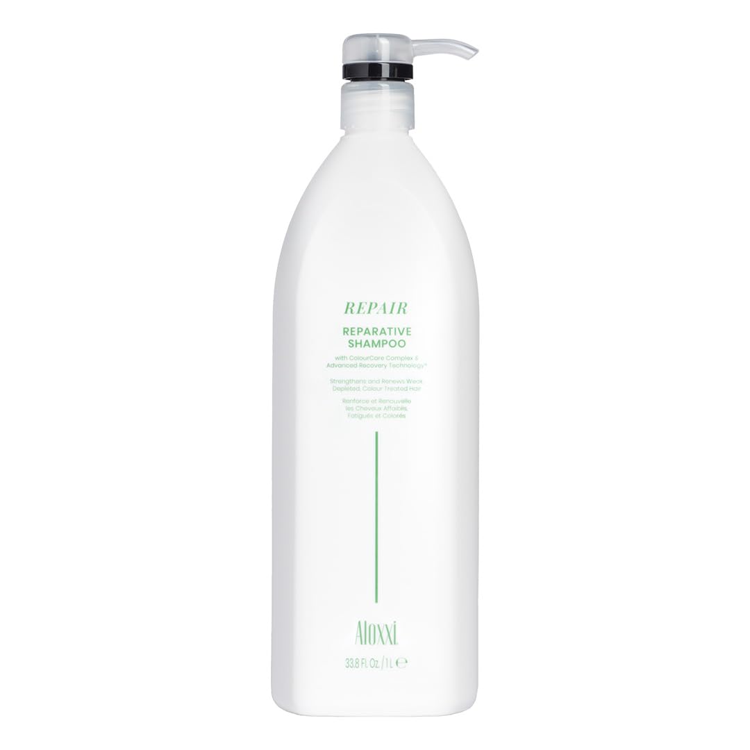 ALOXXI Reparative Shampoo bottle front highlighting ColourCare Complex for color-treated hair
