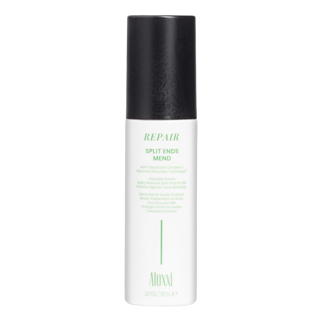 ALOXXI Split Ends Mend serum bottle with lightweight formula reduces visible split ends