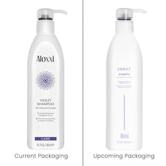 ALOXXI violet shampoo foamy lather refreshes dull hair while protecting color