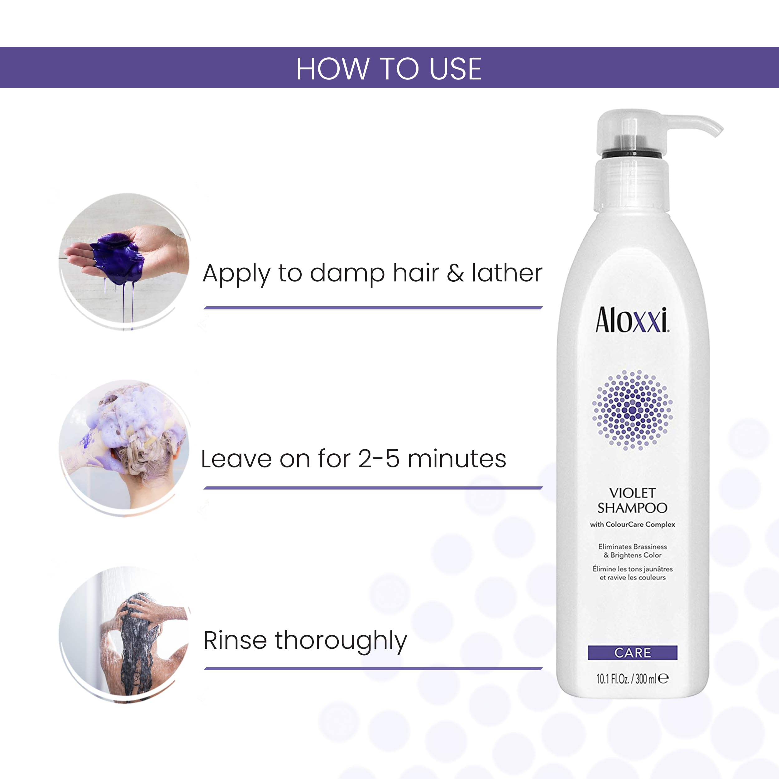 ALOXXI violet shampoo gentle-cleanse preserves moisture without stripping blonde or silver tones