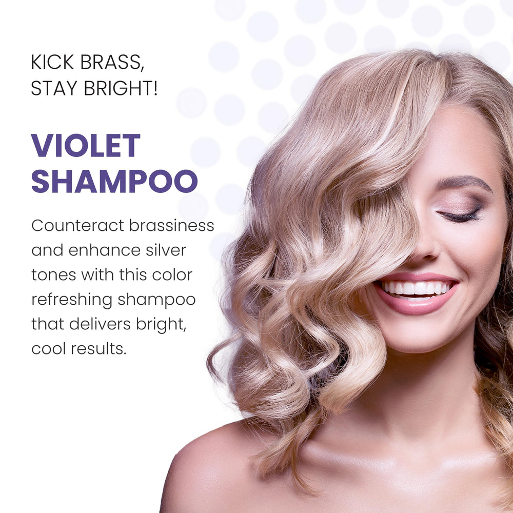 ALOXXI violet-pigmented formula coats hair strands, reducing brassiness for cooler, brighter results