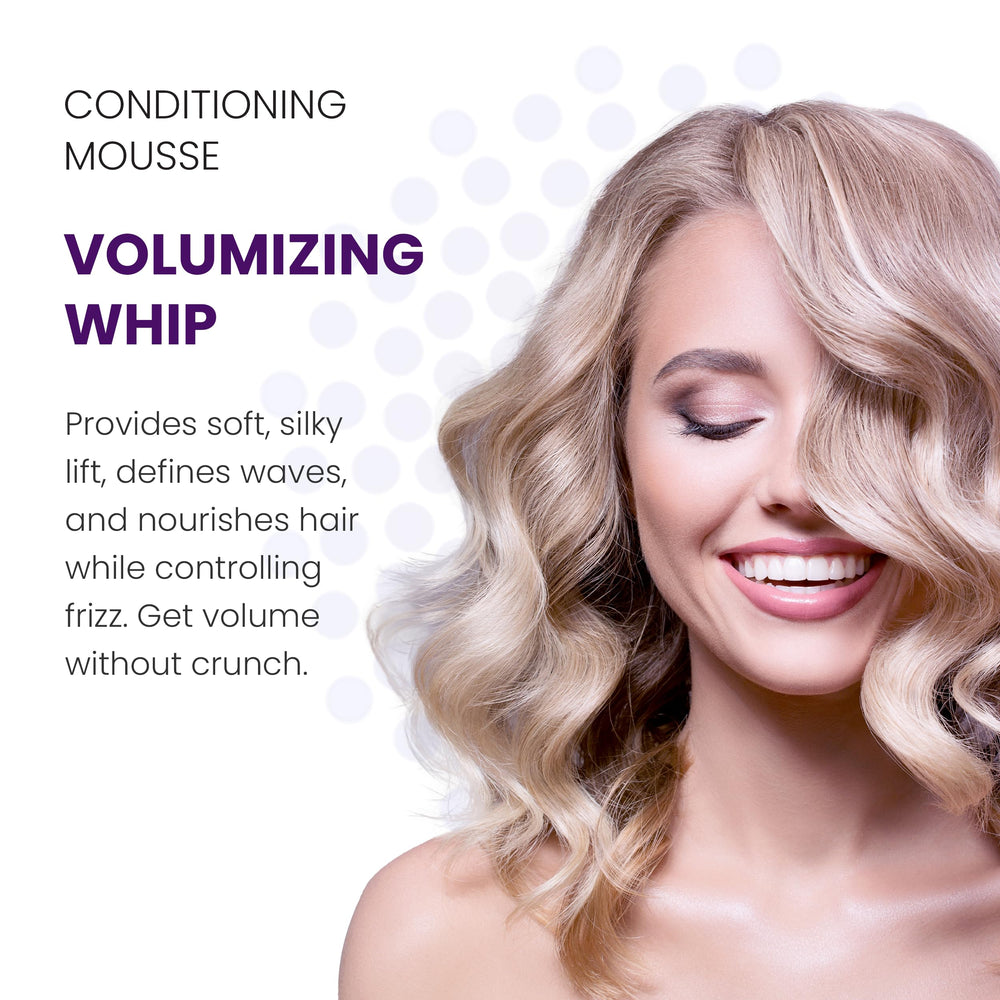 ALOXXI Volumizing Whip application through hair delivers smooth volume.