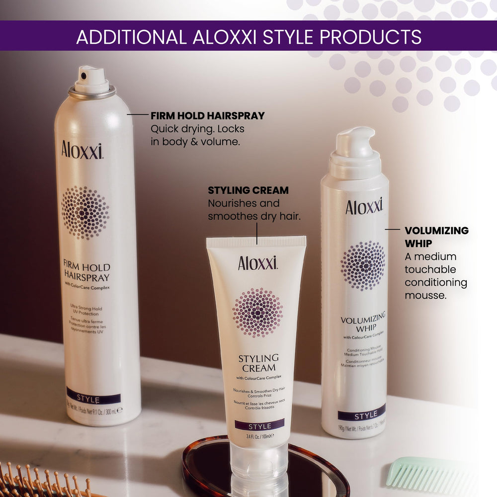 ALOXXI Volumizing Whip color protection blocks UV rays to maintain vibrancy.