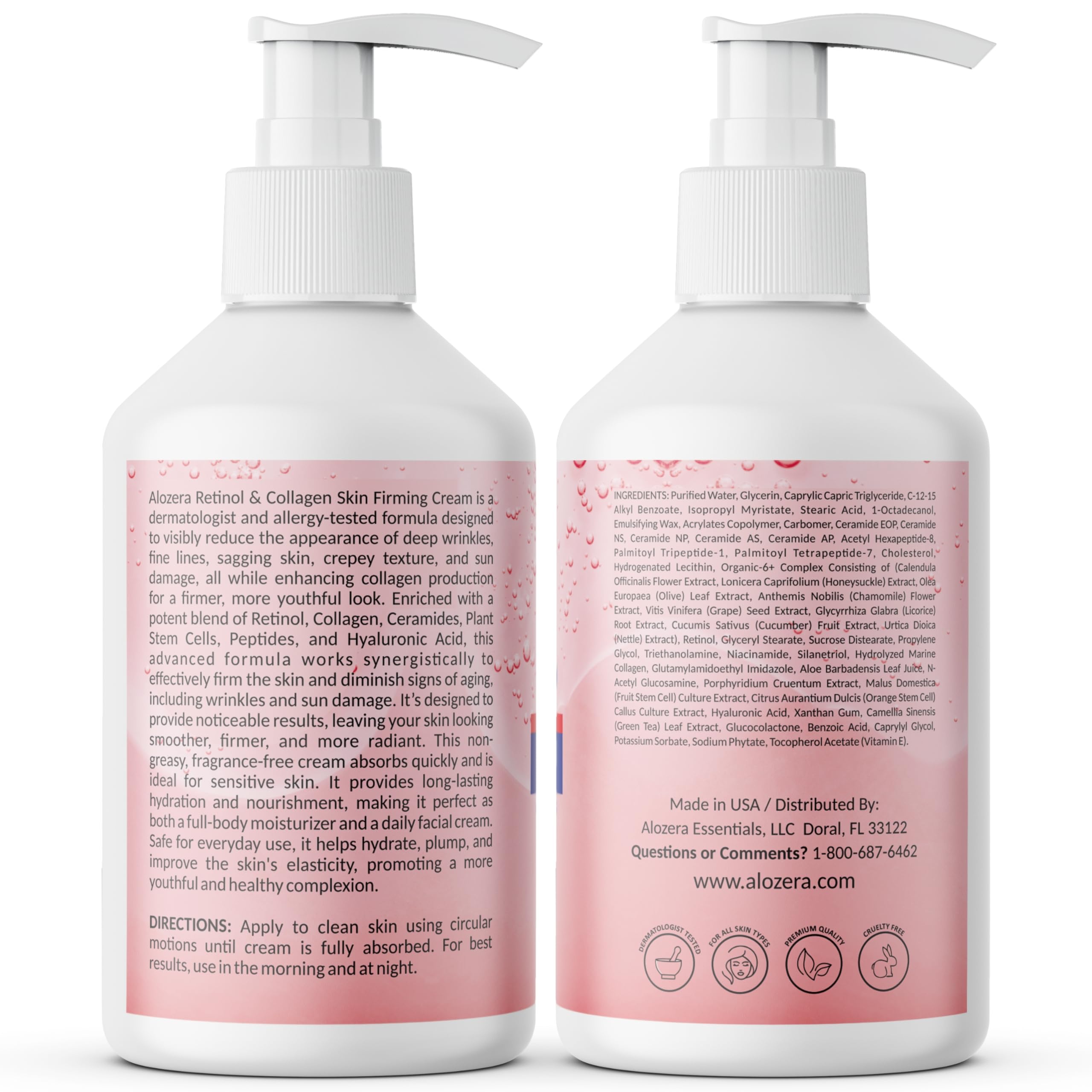 Alozera Face and body lotion swirl demonstrates lightweight, comfortable use for both areas.