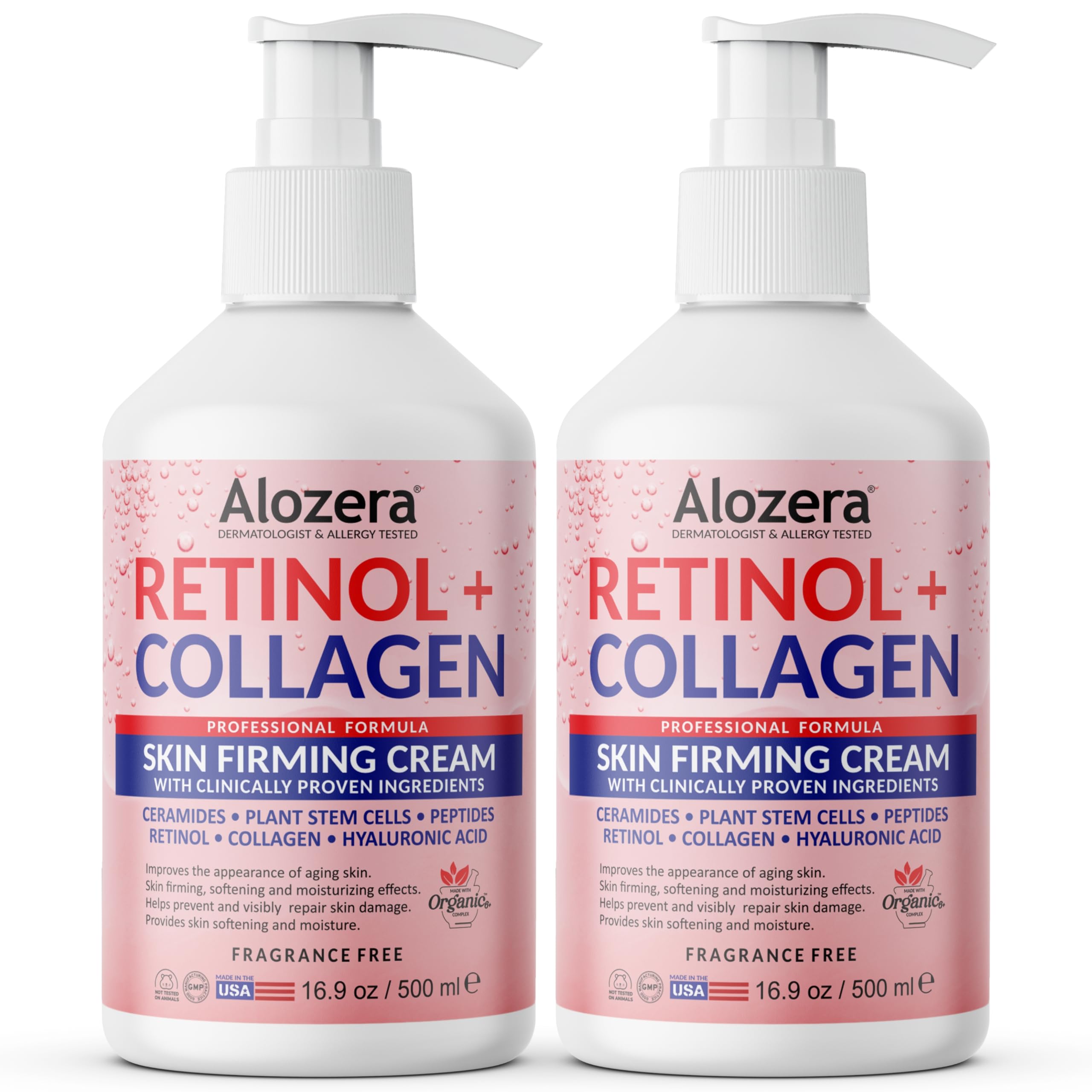 Alozera Skin Firming Retinol-Collagen bottle for firmer-looking skin.