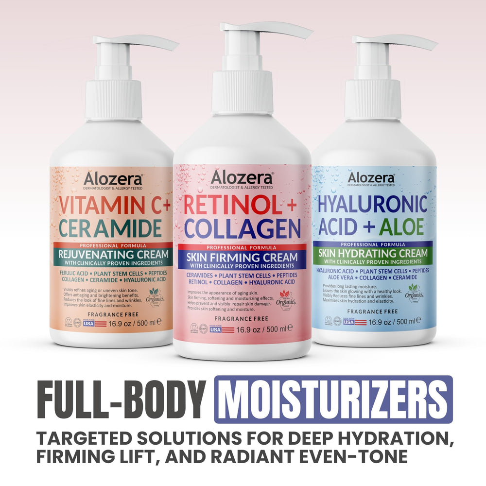 Alozera USA-made organic ingredients bottle showcasing clean skincare.