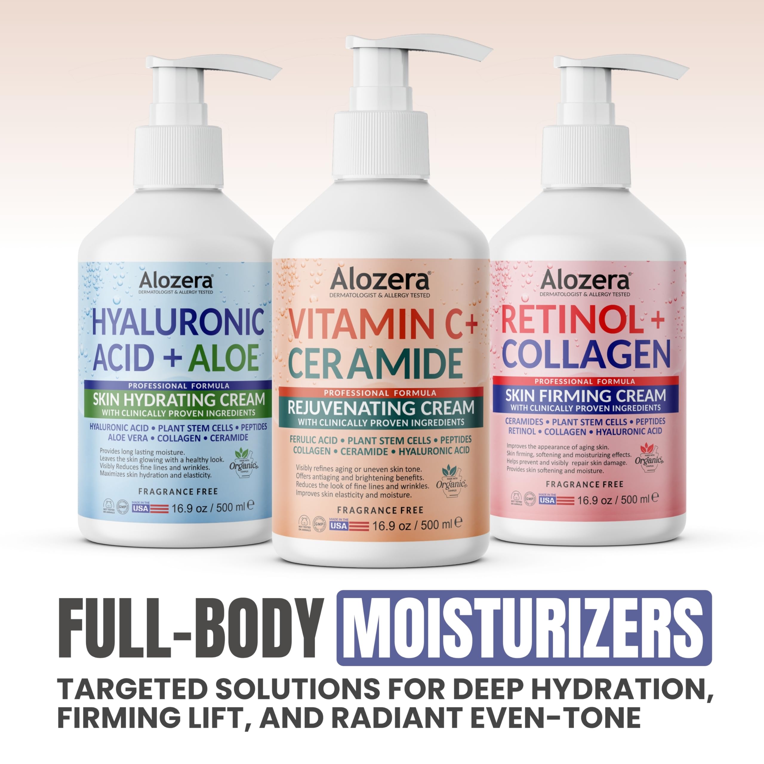 Alozera Vitamin C Body Lotion packaging in a modern bathroom setting.