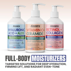 Alozera Vitamin C Body Lotion packaging in a modern bathroom setting.