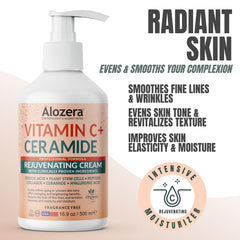 Alozera Vitamin C Body Lotion texture close-up highlights creamy, non-greasy feel.