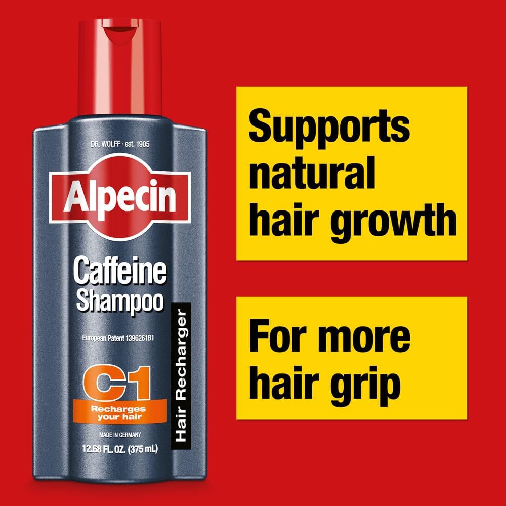 Alpecin C1 caffeine shampoo close-up energizing scalp effect.