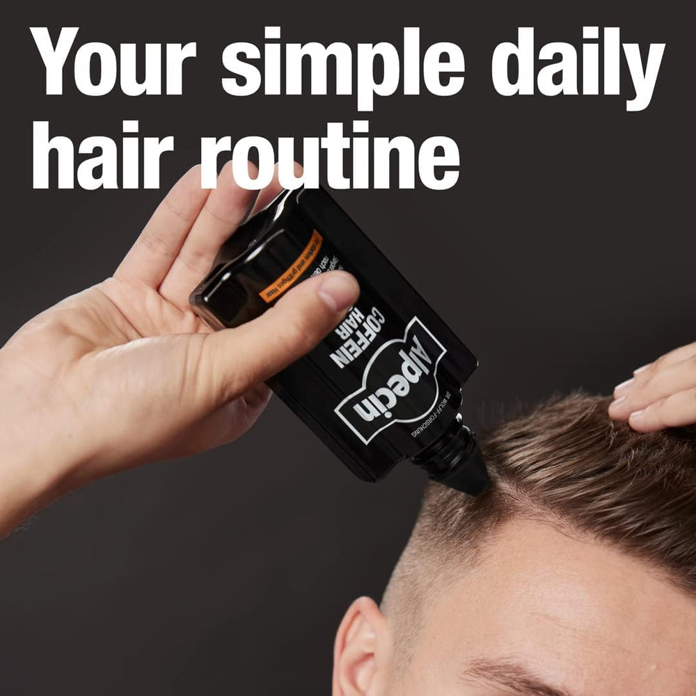 Alpecin Caffeine Hair Booster with castor oil energizes strands for fuller-looking hair.