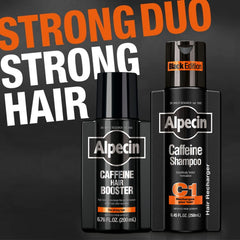 Alpecin Caffeine Hair Booster daily-use imagery demonstrates thicker appearance and confidence.
