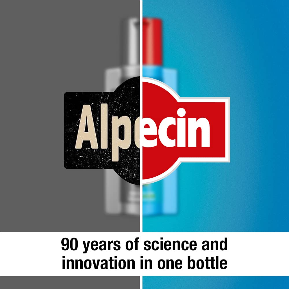 Alpecin Hybrid Caffeine Shampoo packaging display features the 8.45 oz bottle.