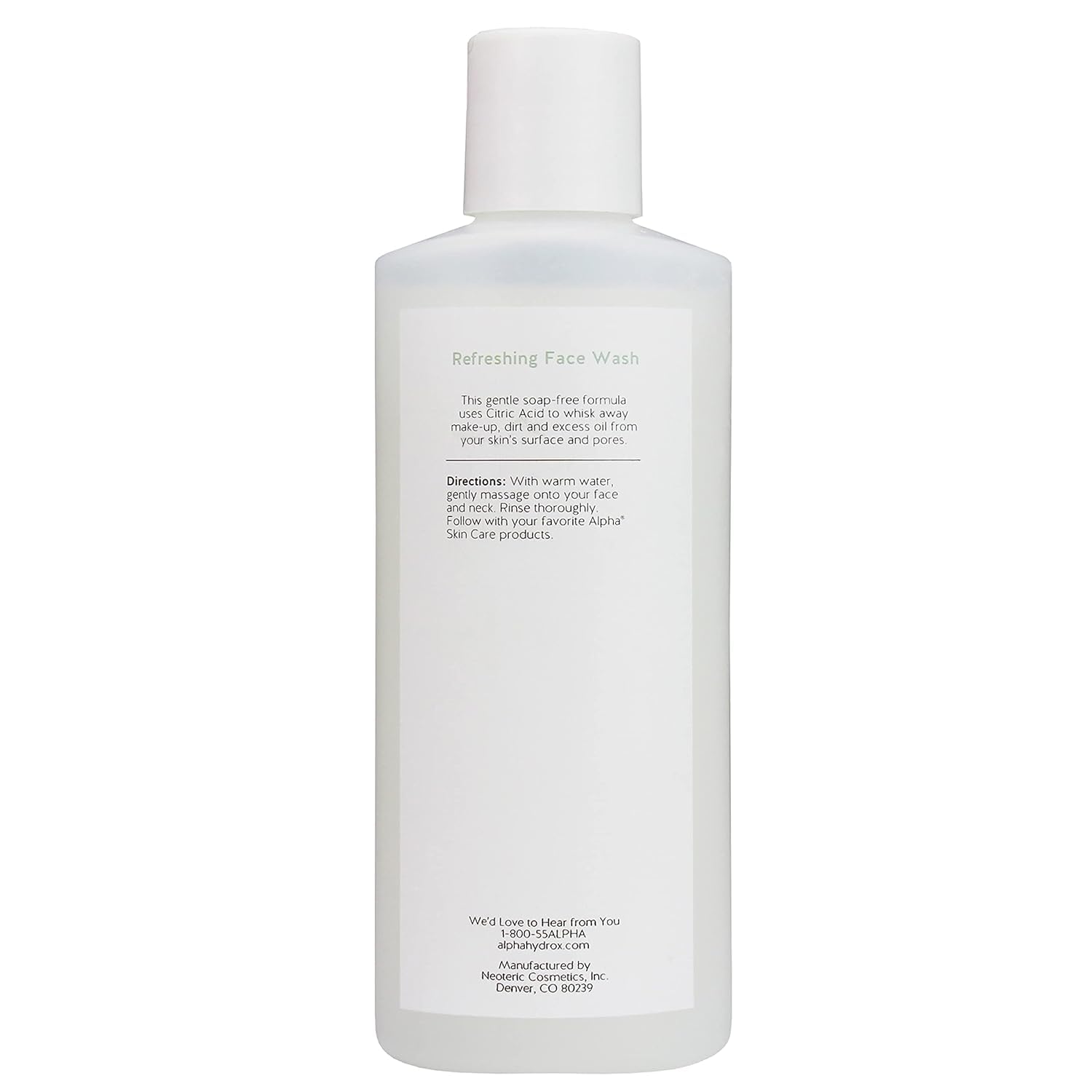 Alpha Skin Care Refreshing Face Wash on skin demonstrates makeup removal and oil control.