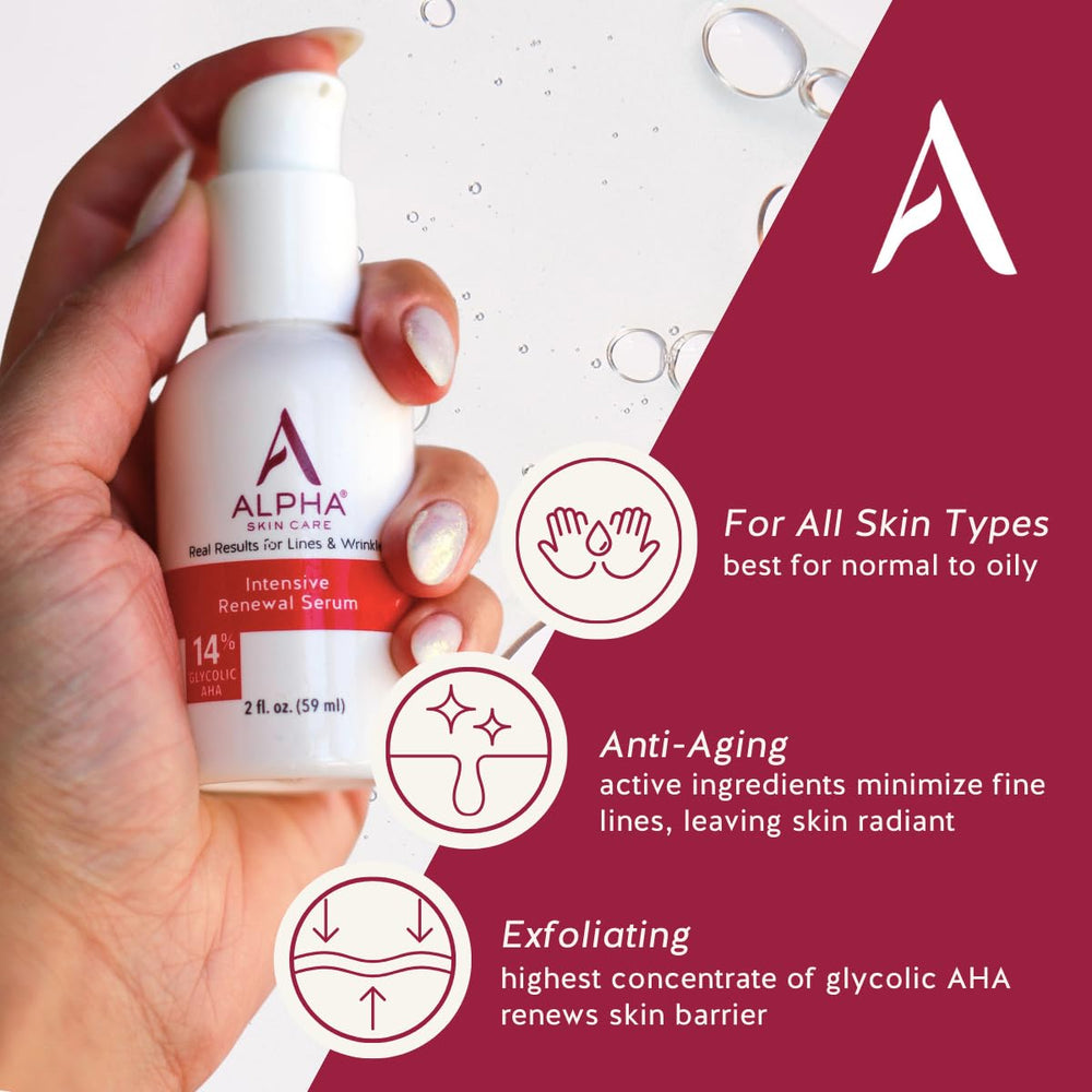 Alpha Skin Care Renewal Serum label highlighting pH 3.7 balance