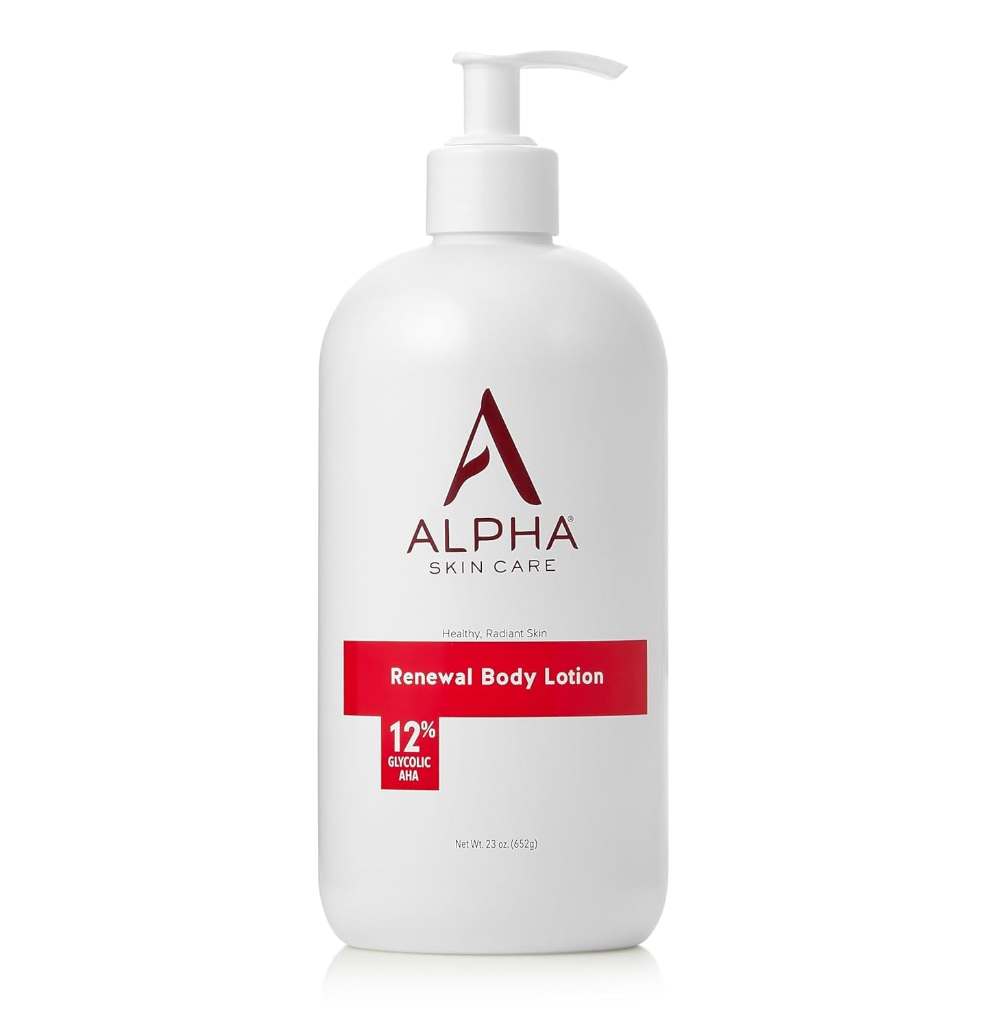 Alpha Skin Care Revitalizing Body Lotion bottle with glycolic AHA for gentle exfoliation.