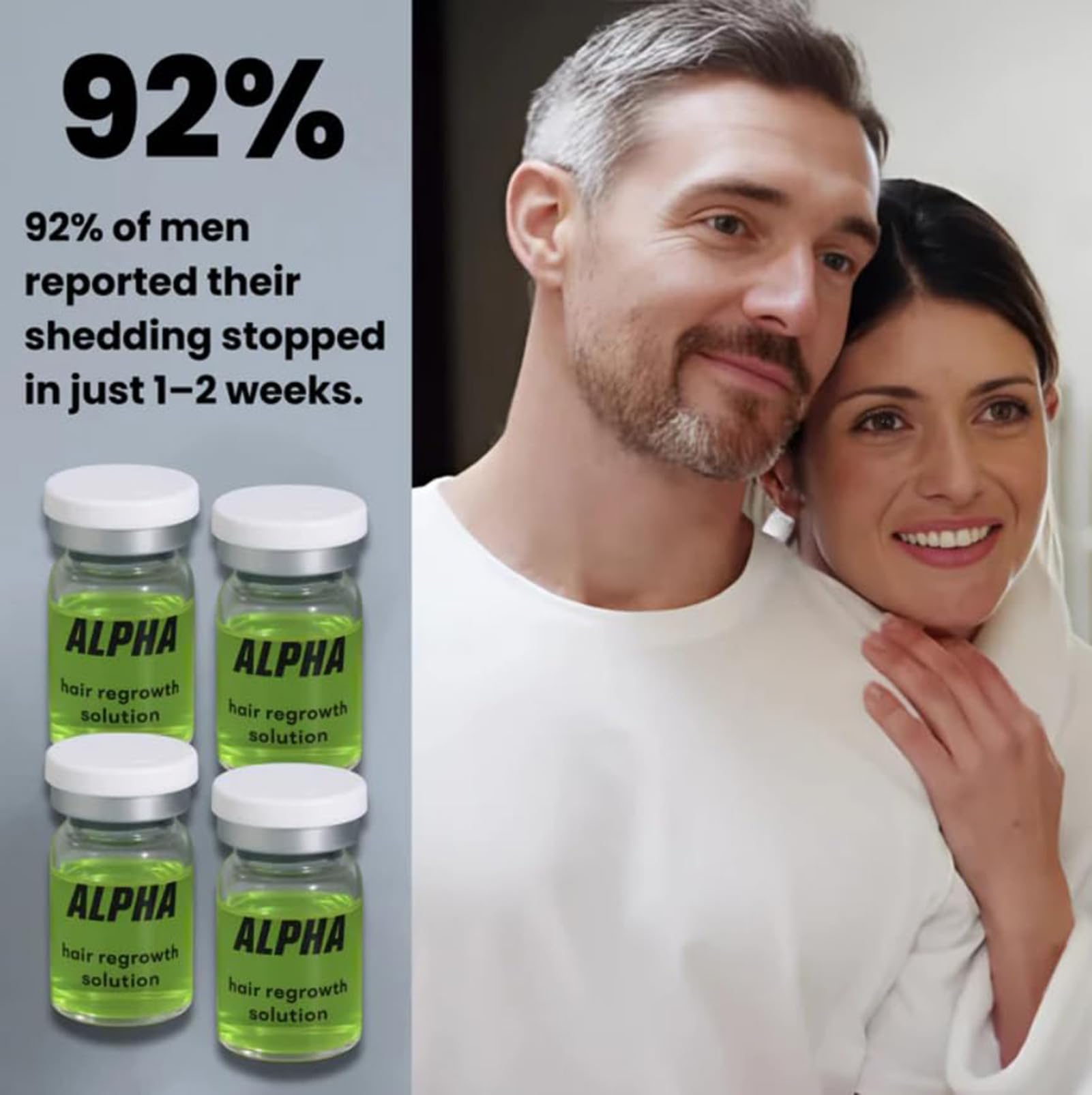 AlphainFuze kit components highlighting biotin and ginseng for stronger-looking hair
