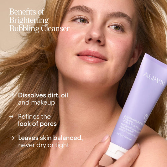 Alpyn Beauty cleanser pump action delivering silky foam for hydration during cleansing.