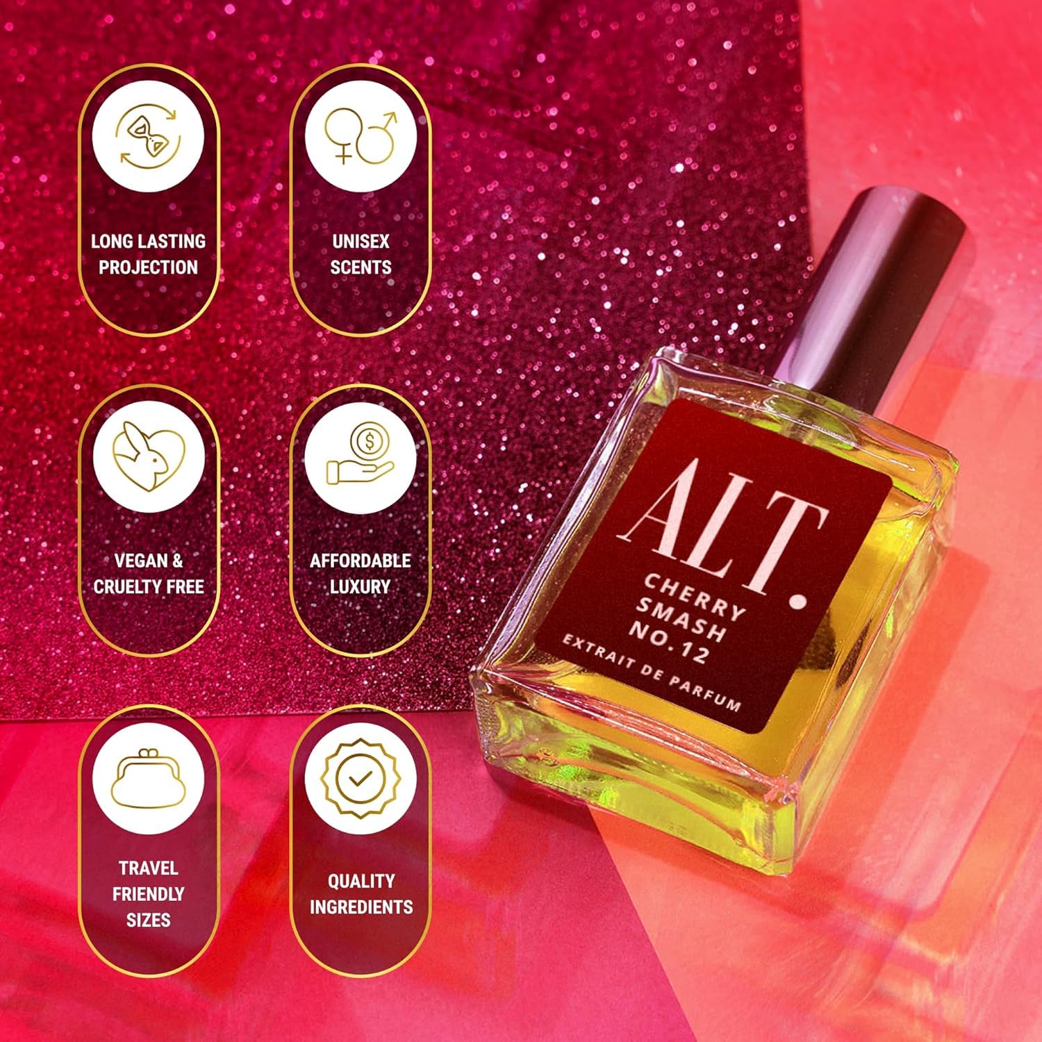 ALT FRAGRANCES Cherry Smash No 12 close-up reveals ripe cherry notes with almond hint.