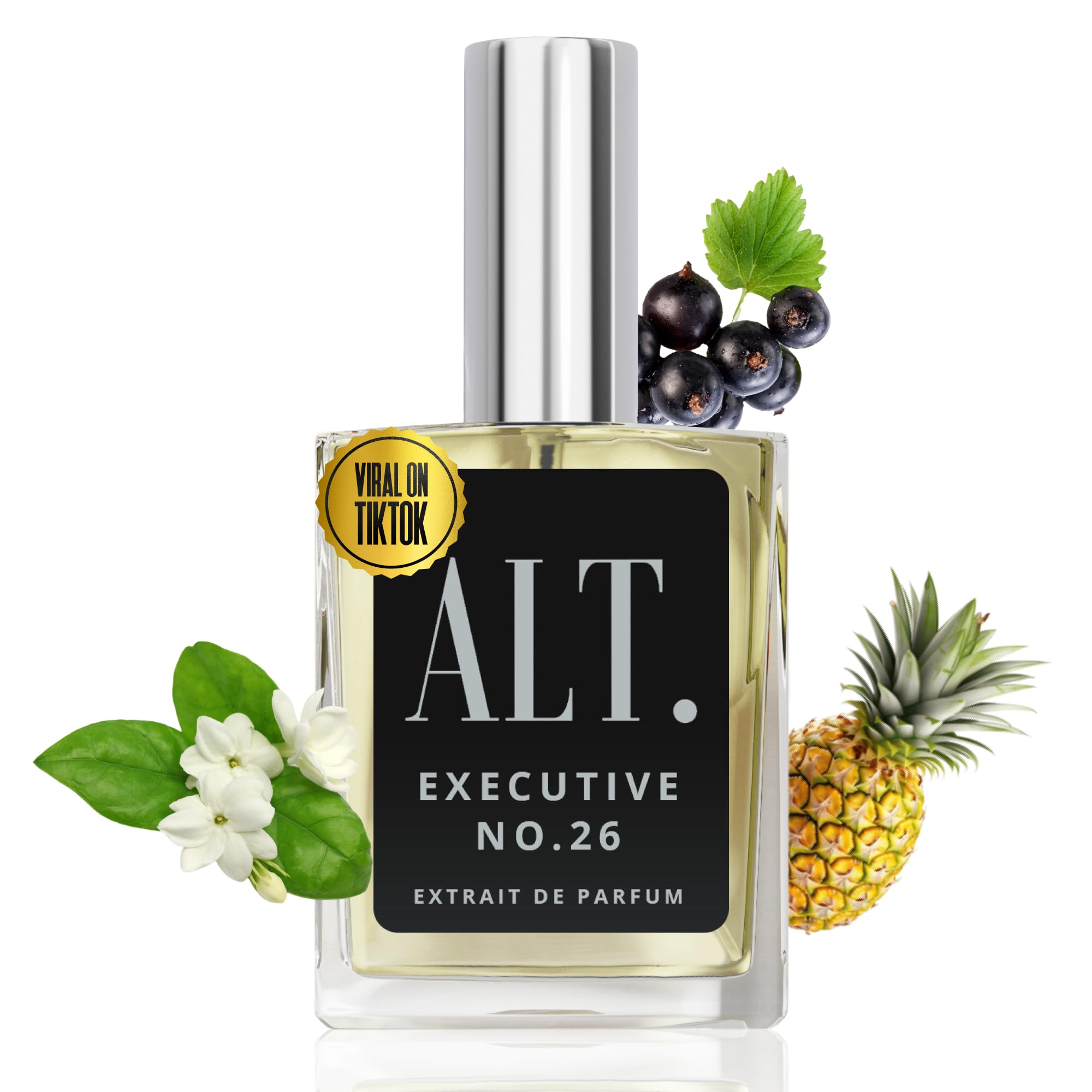 ALT. Fragrances Executive No.26 bottle close-up highlighting a long-lasting daily wear aroma.