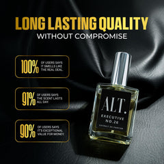 ALT. Fragrances Executive No.26 hero shot conveys sophistication and longevity.