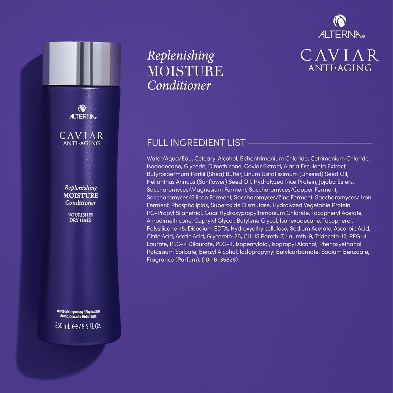 Alterna Caviar Anti-Aging Replenishing Moisture Conditioner pump enables easy detangling