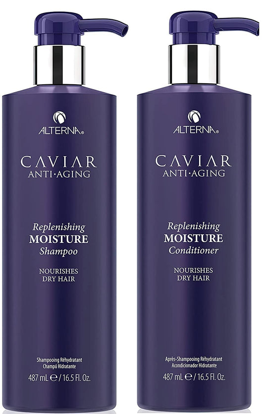 Alterna CAVIAR Anti-Aging Shampoo bottle providing a hydrating cleansing experience.