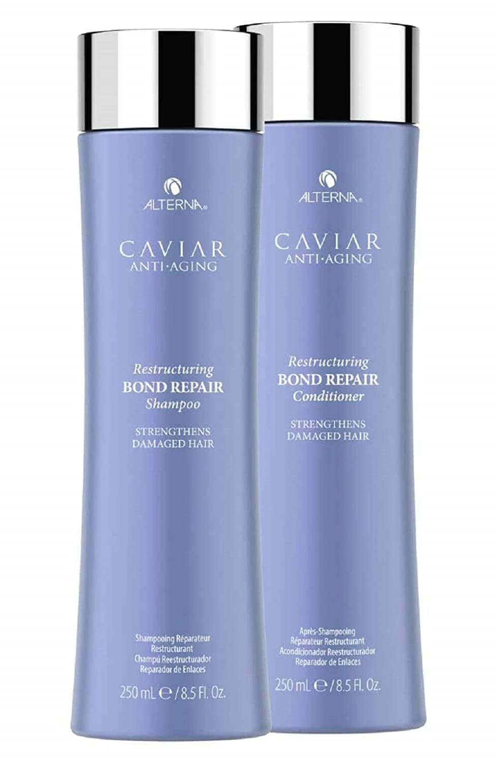 Alterna Caviar Bond Repair Shampoo bottle for cleansing and bond restoration.