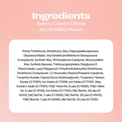Alternativestereo Balmy Cream Cheek No.3 Milky Peach long-wear radiance on skin.