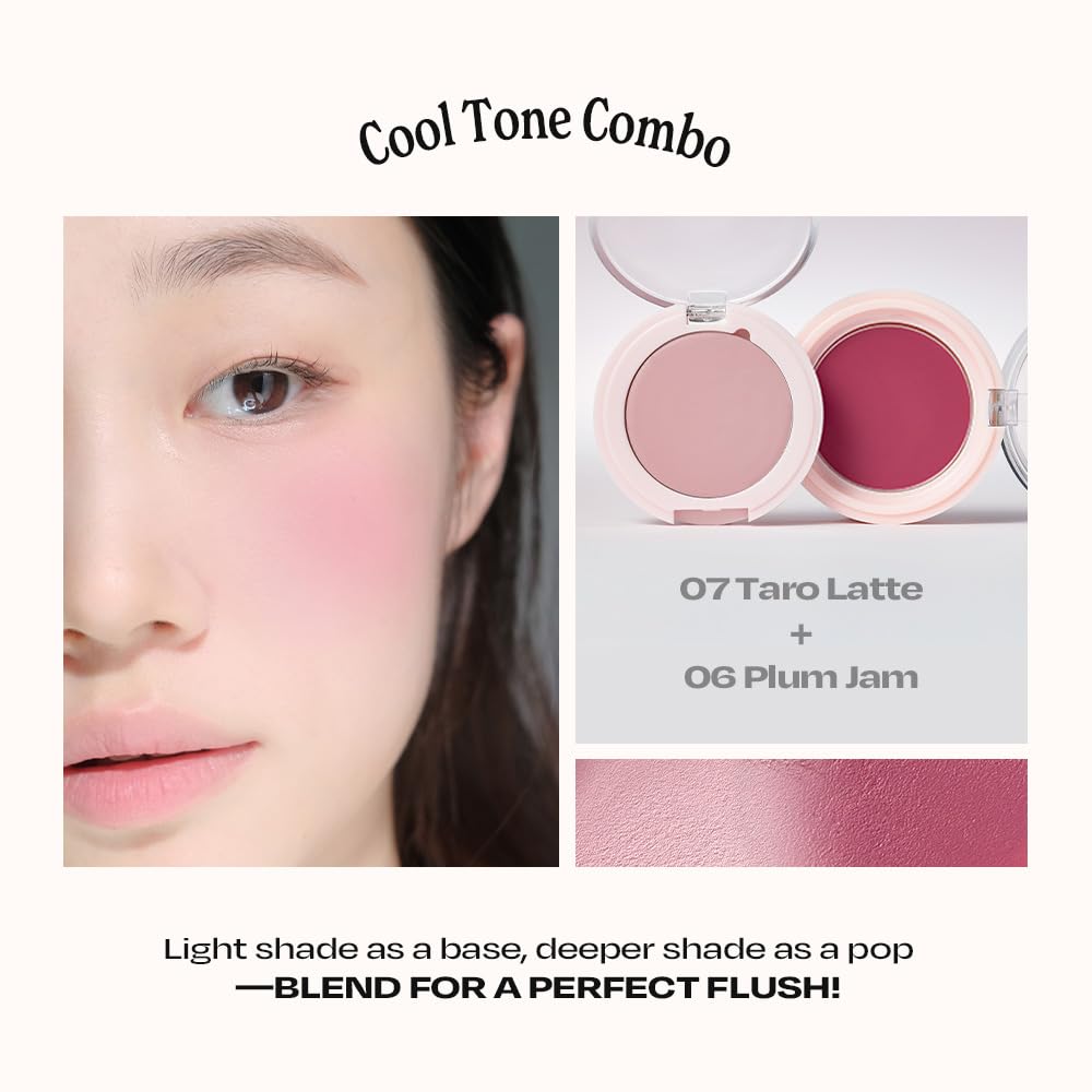 Alternativestereo Balmy Cream Cheek No.3 Milky Peach application on cheek with brush.