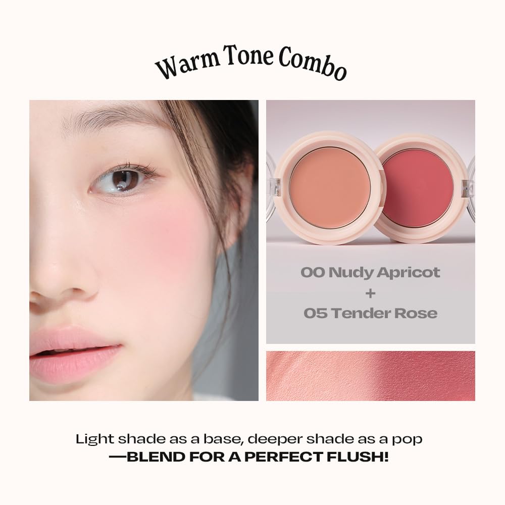 Alternativestereo Balmy Cream Cheek No.3 Milky Peach shade comparison on skin.