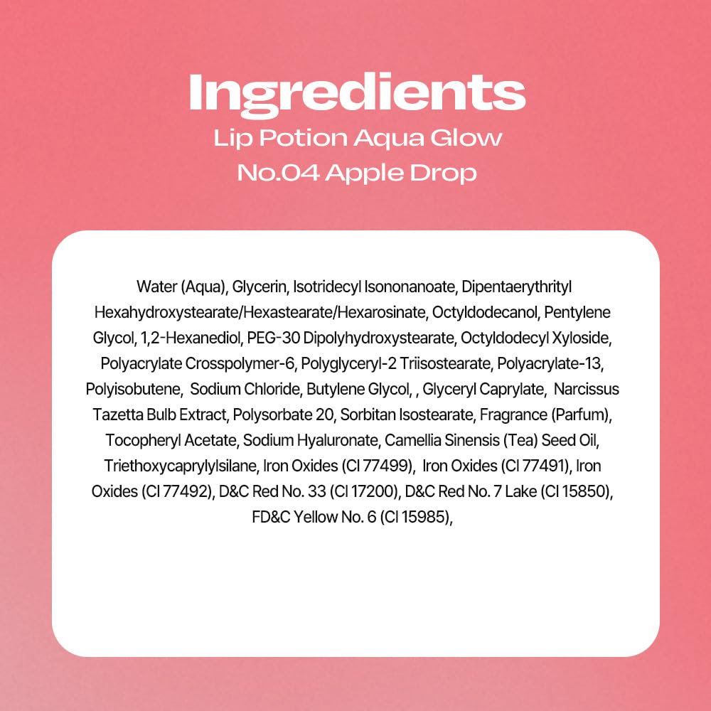 Alternativestereo Lip Potion Aqua Glow Apple Drop bloom shade enhances natural lip color.
