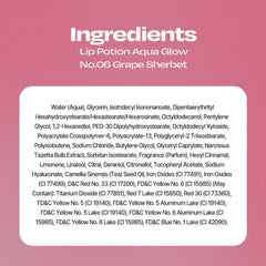 Alternativestereo Lip Potion Aqua Glow No.6 Grape Sherbet lifestyle-usage shows layering for versatile looks.