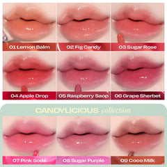 alternativestereo Lip Potion Aqua Glow Raspberry Soap on lips in daylight reveals glass-like shine.
