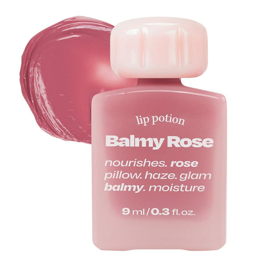alternativestereo Lip Potion Balmy Rose bottle with creamy rosy tint for daily lips
