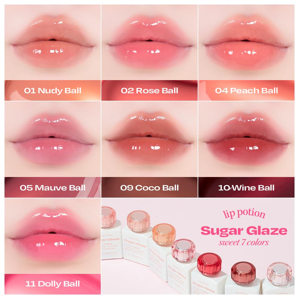 Alternativestereo Lip Potion Sugar Glaze Tint No.2 Rose Ball on lips for rosy tint