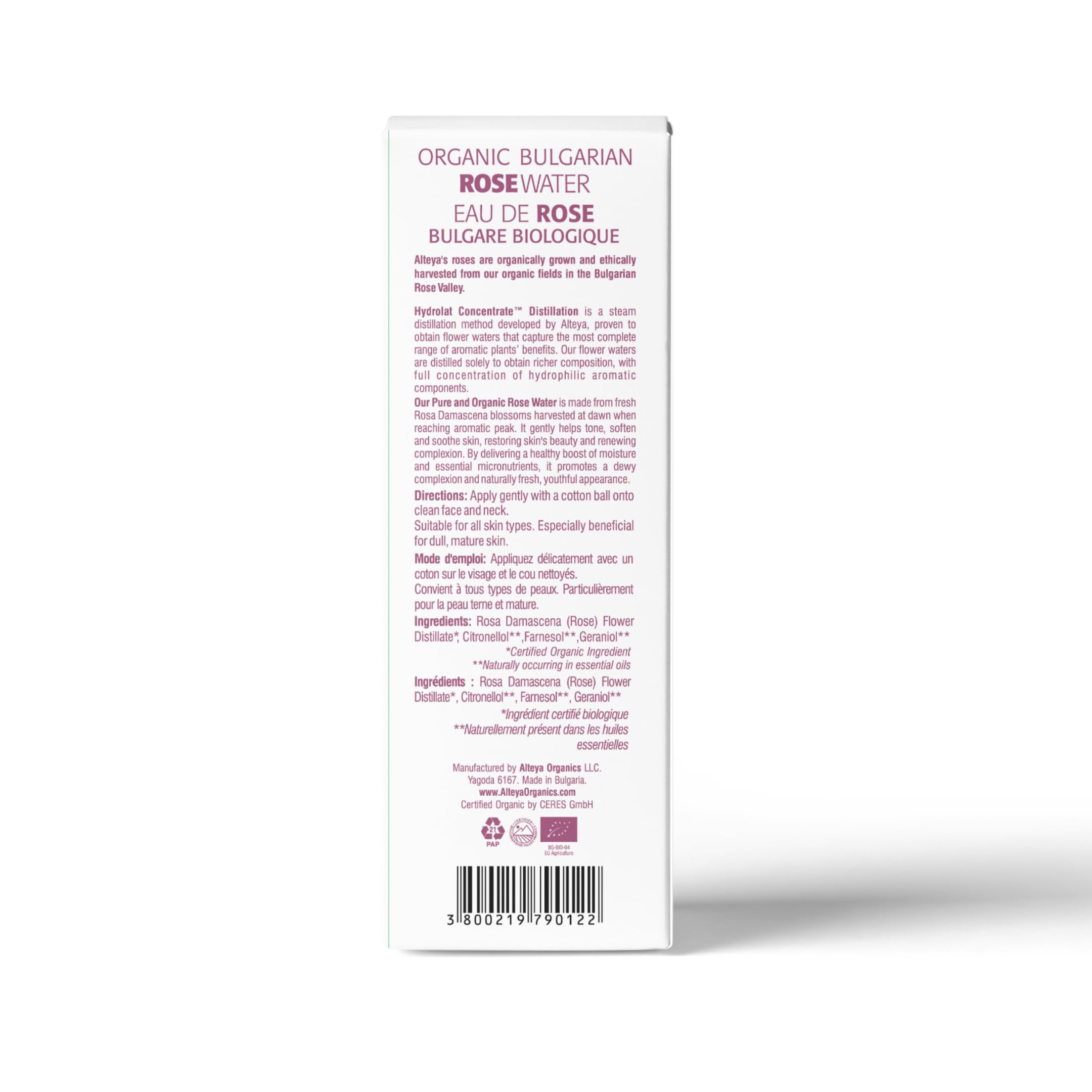 Alteya Organics Rose Water Toner bottle pour for easy daily use