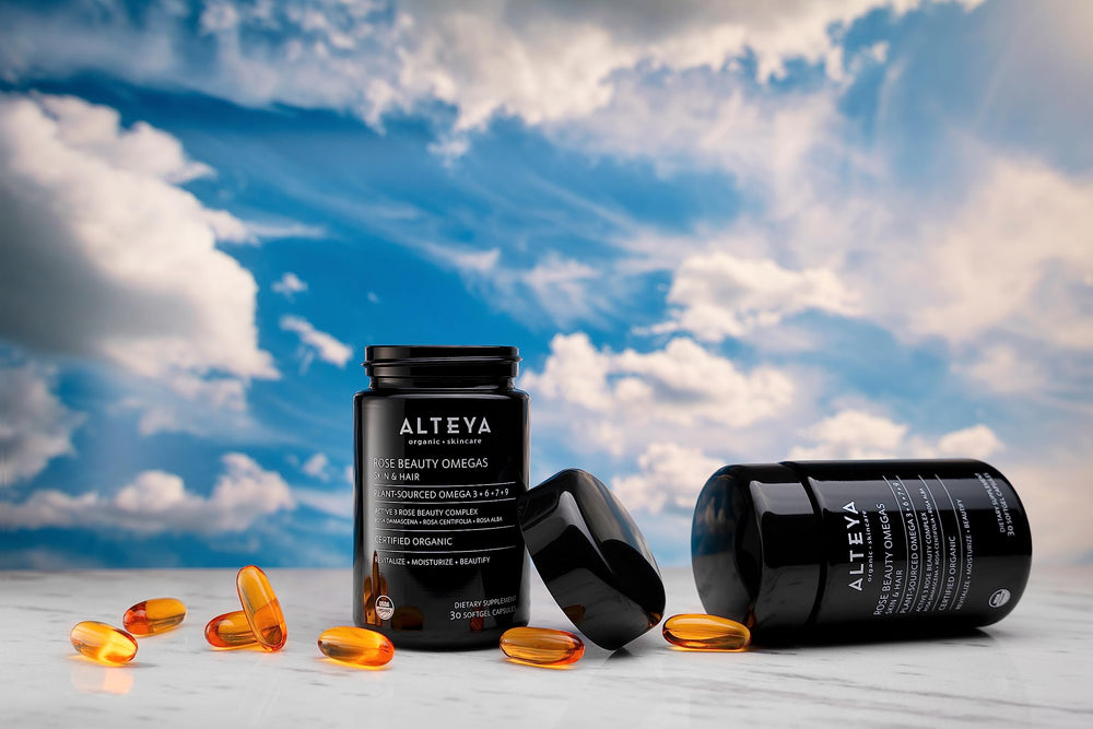 Alteya Rose Otto extract label close-up emphasizing premium botanicals