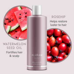 Applying ALURAM conditioner for detangling and smoothness on hair.