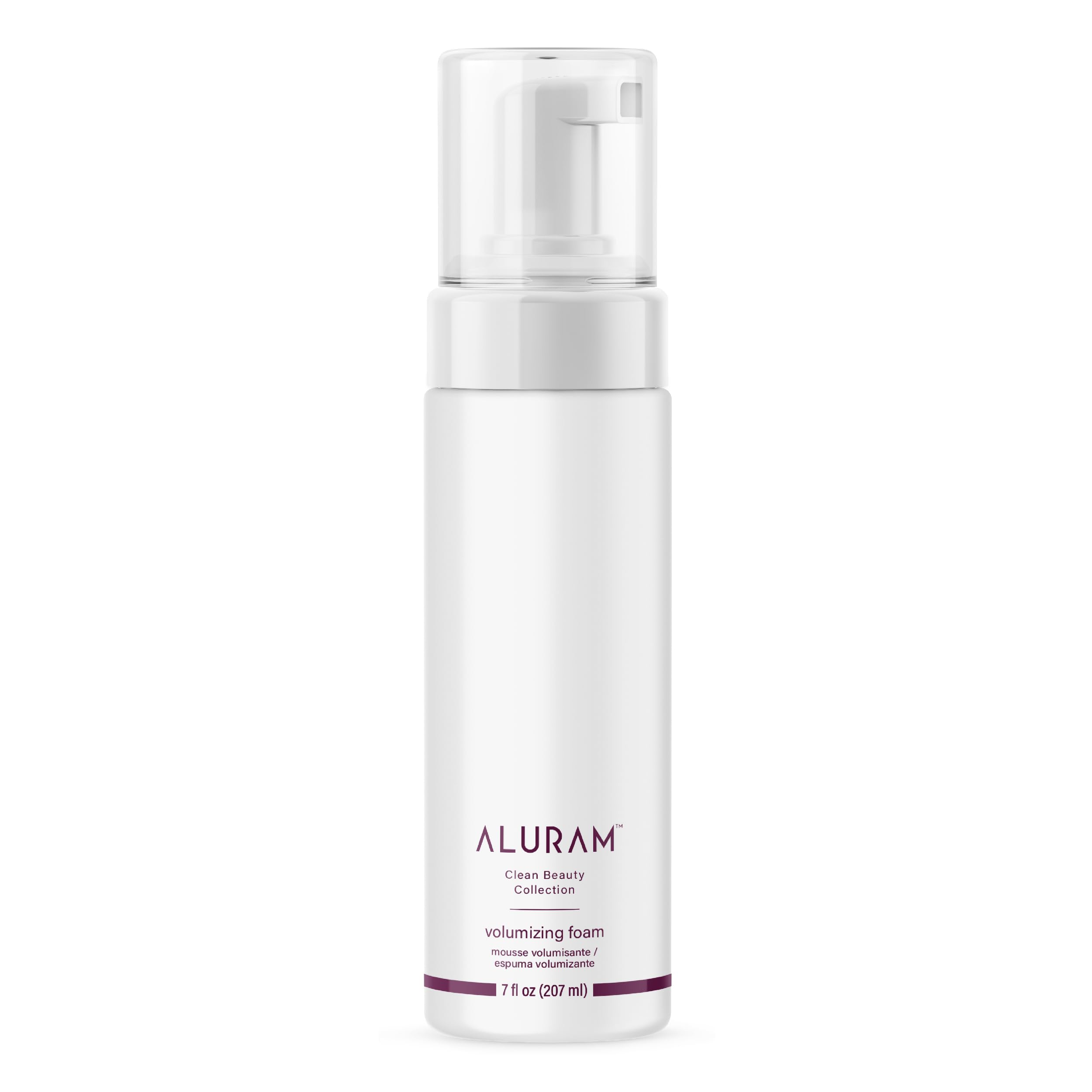 ALURAM Coconut Water Foam bottle showcasing feather-light lift for all hair types