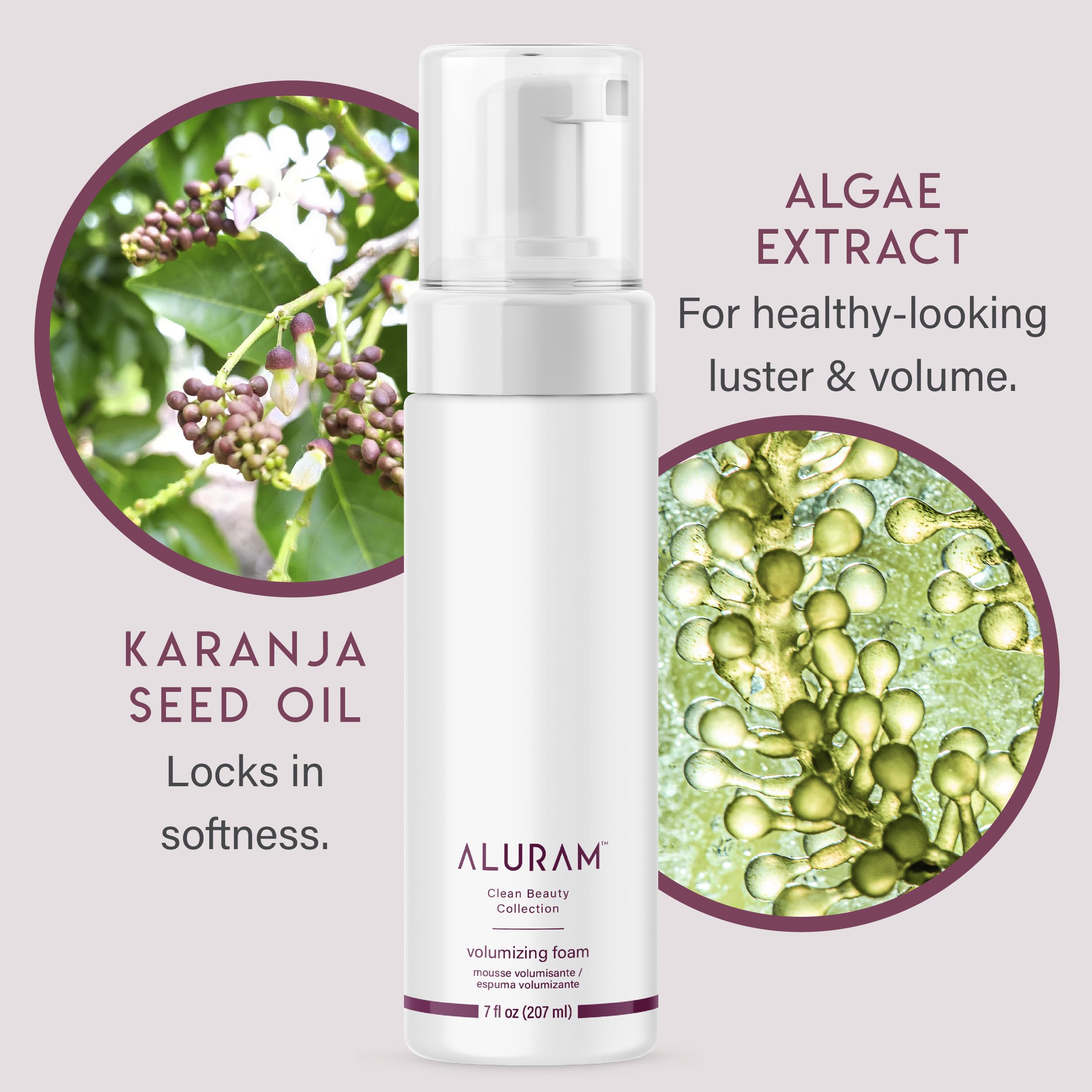 ALURAM Coconut Water Foam during hair application for flexible hold