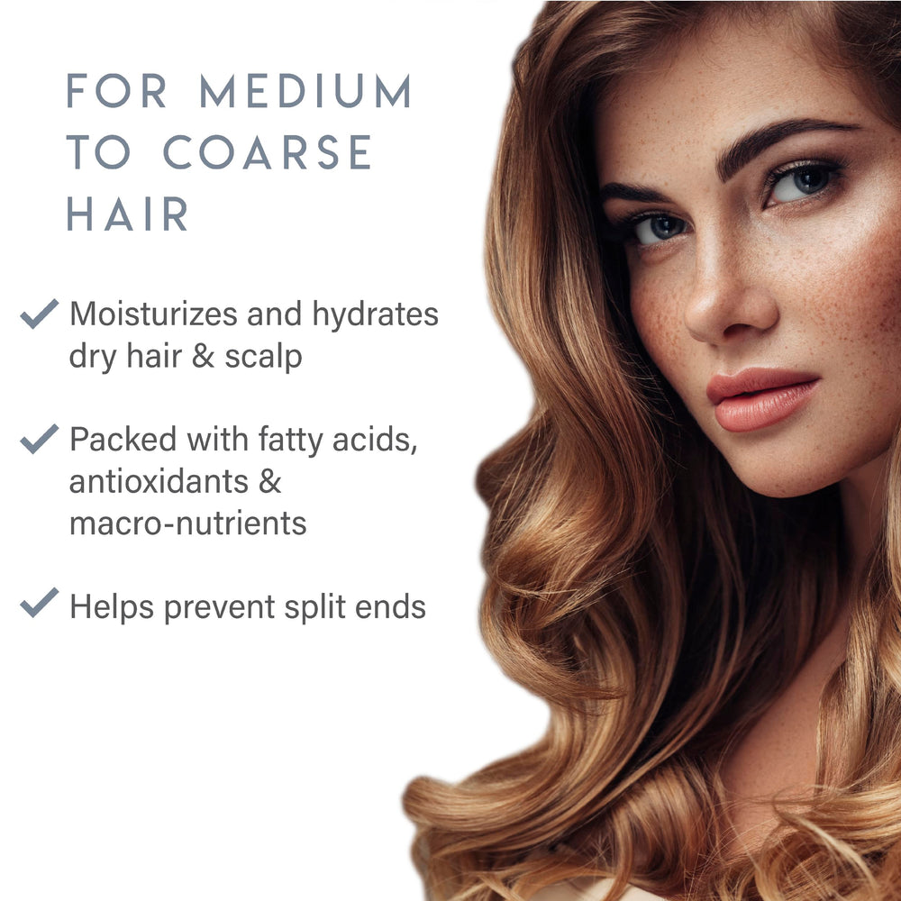 ALURAM coconut water shampoo bottle against textured hair ideal for medium to coarse hair