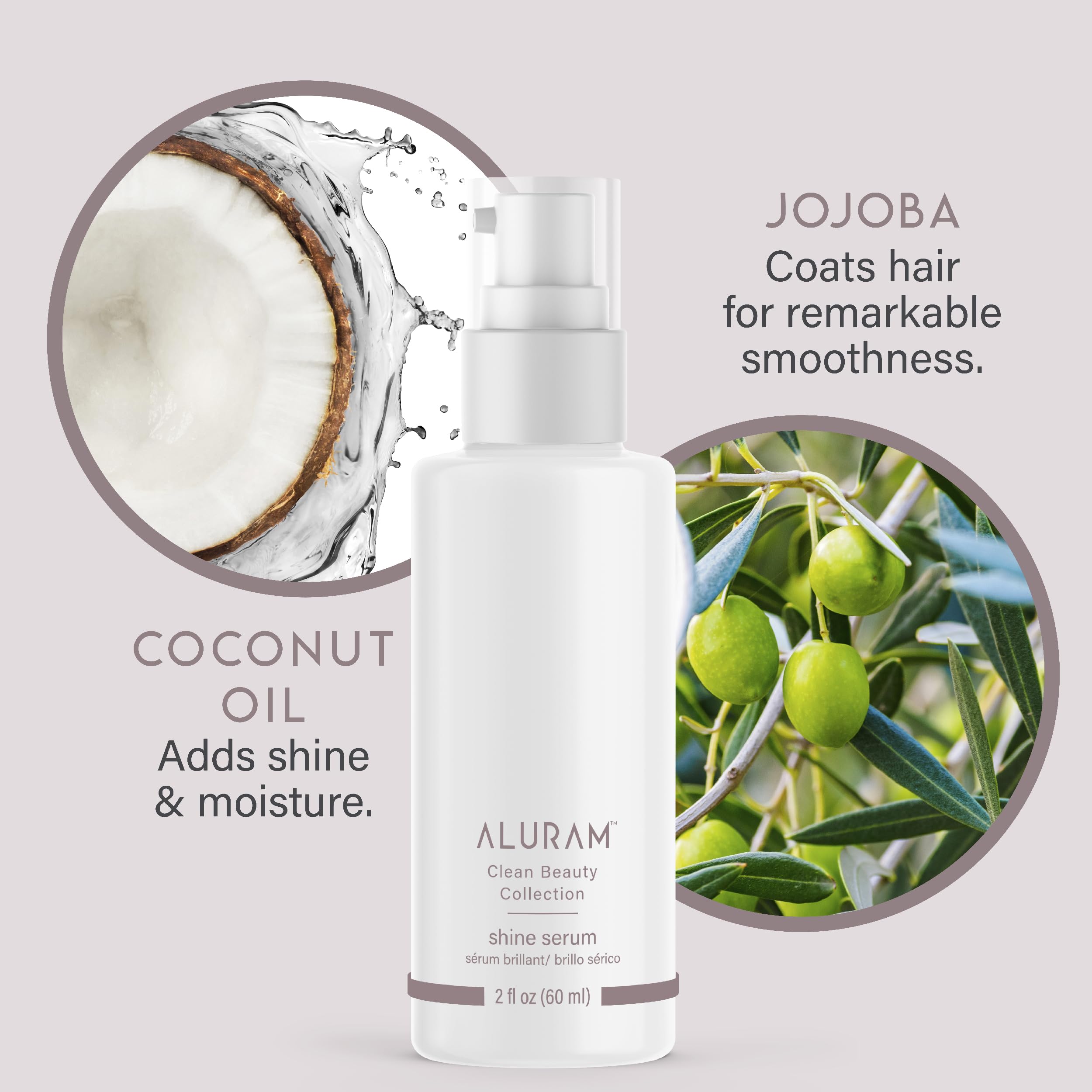 ALURAM Coconut Water Shine Serum on hair delivers radiant gloss