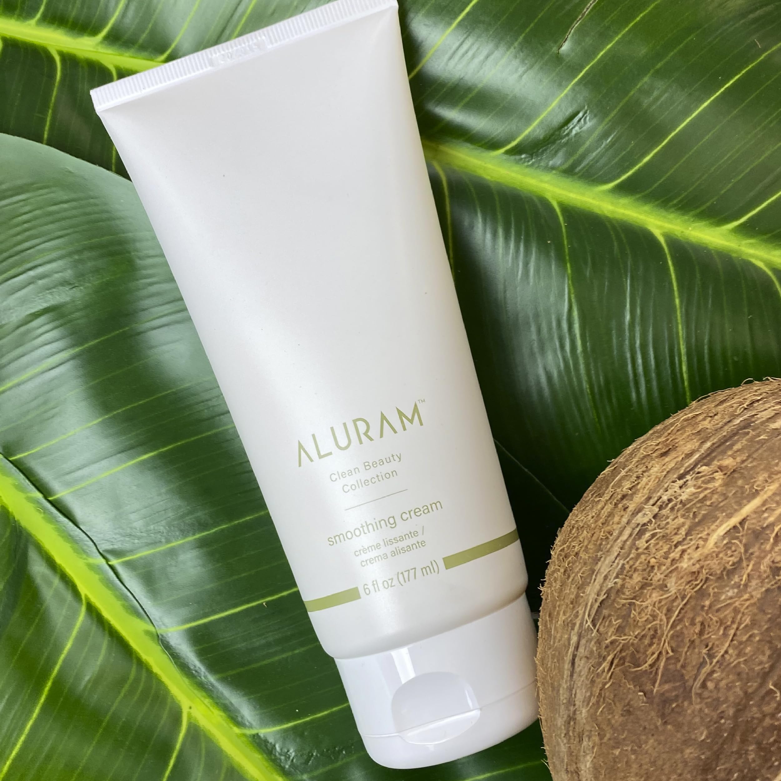 ALURAM Coconut Water Smoothing Cream texture swirl showing hydration
