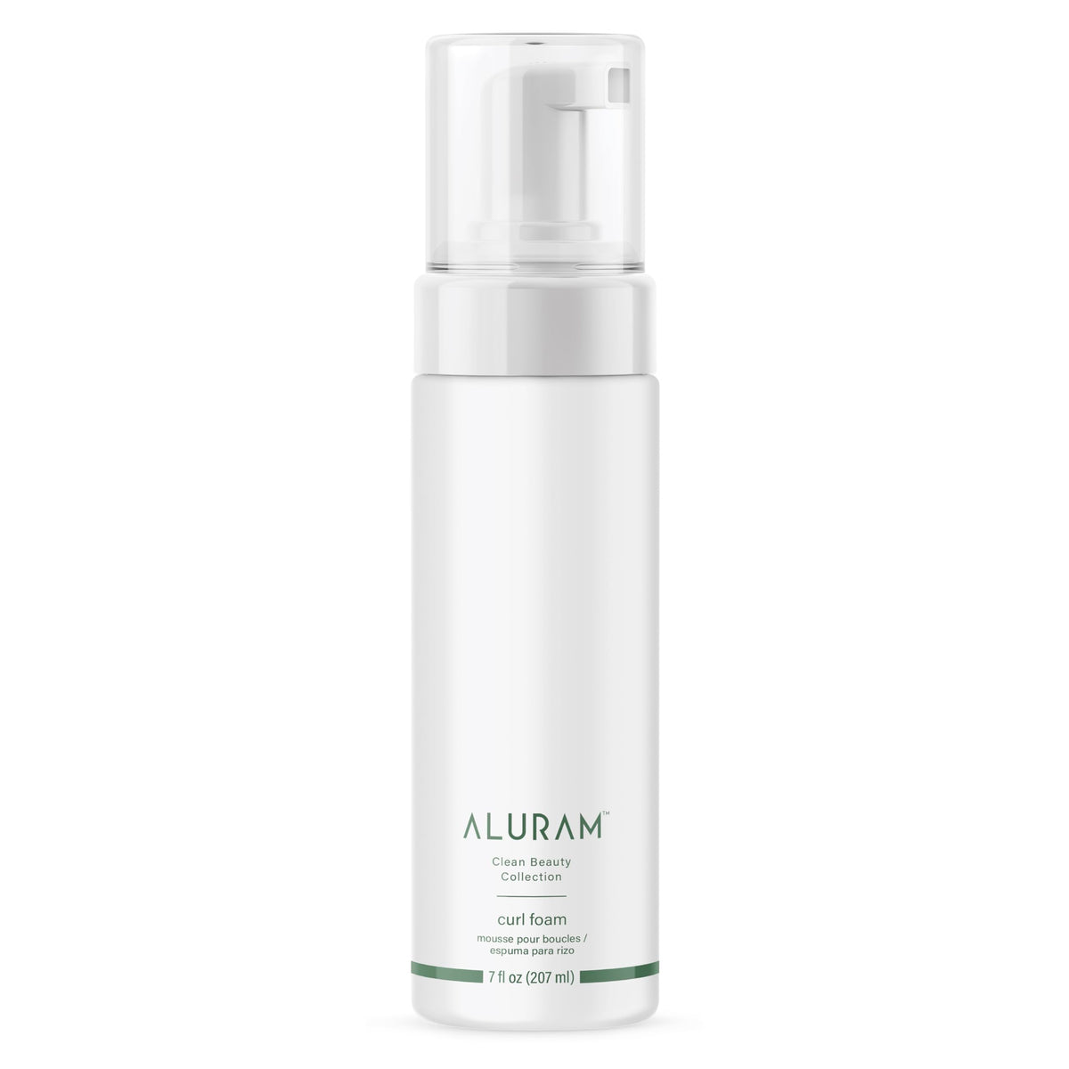 ALURAM Curl Foam Define Bottle provides flexible hold and curl definition.