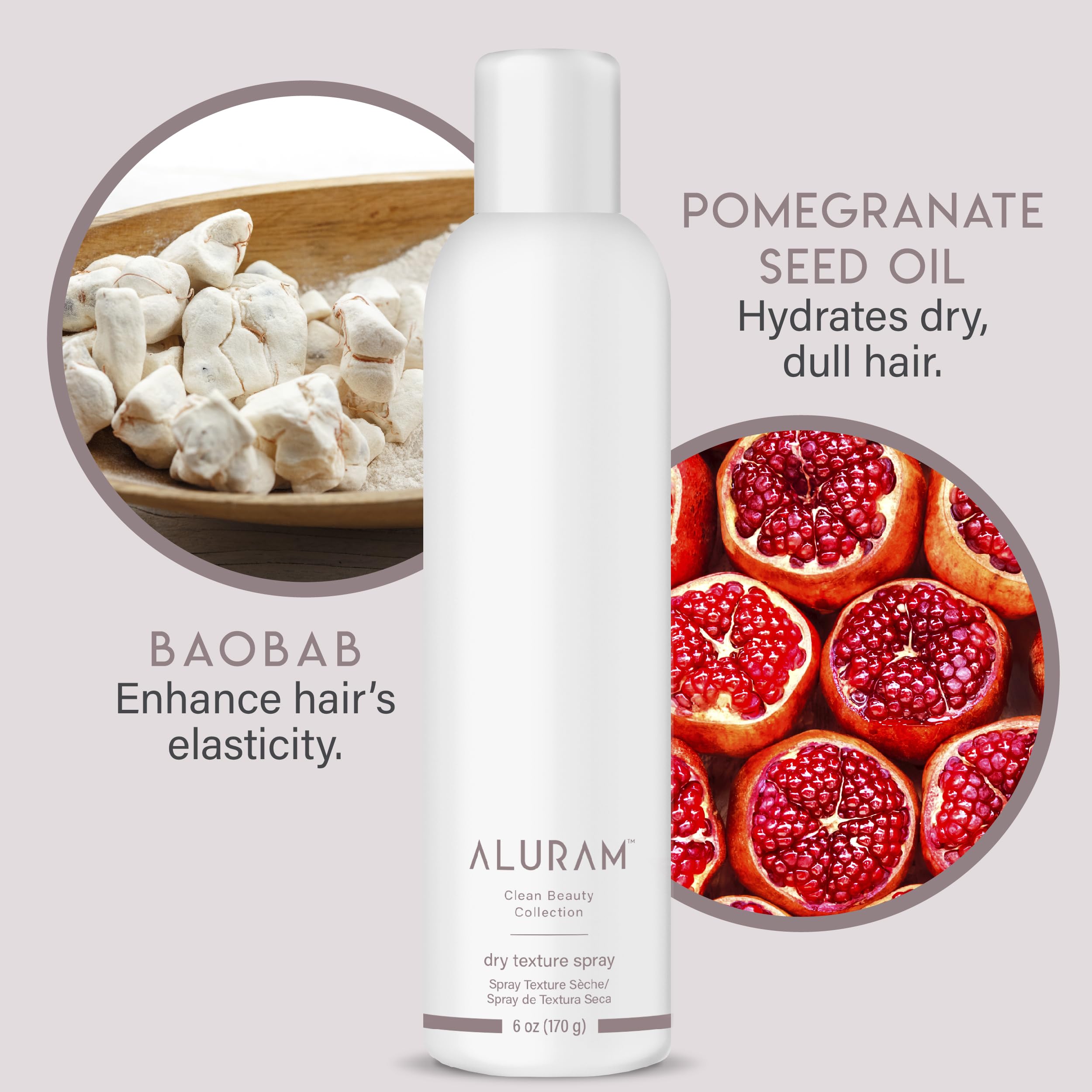 ALURAM formula features baobab and pomegranate oils for hydration.