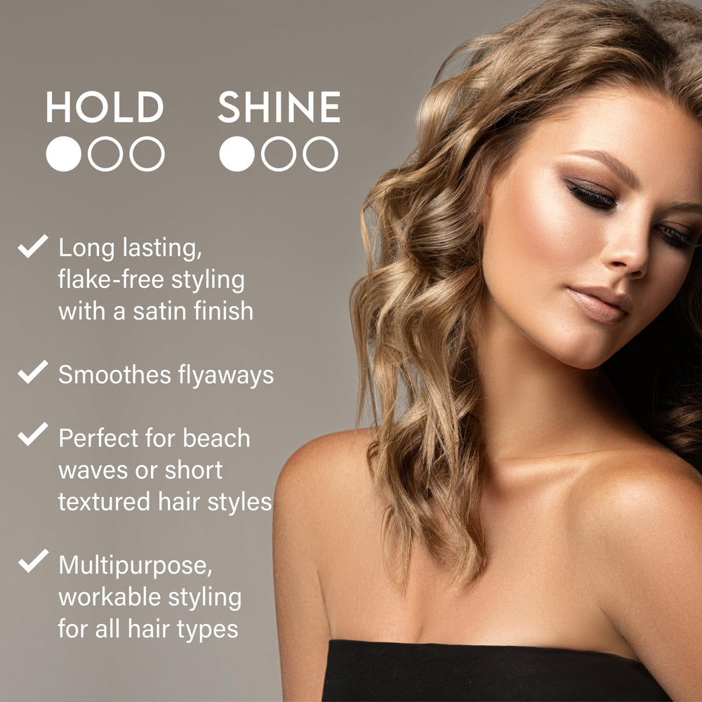 ALURAM flexible hold with satin luster for versatile styling.