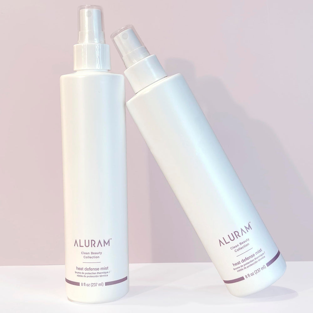 ALURAM Heat Defense Mist spray action demonstrates easy application.